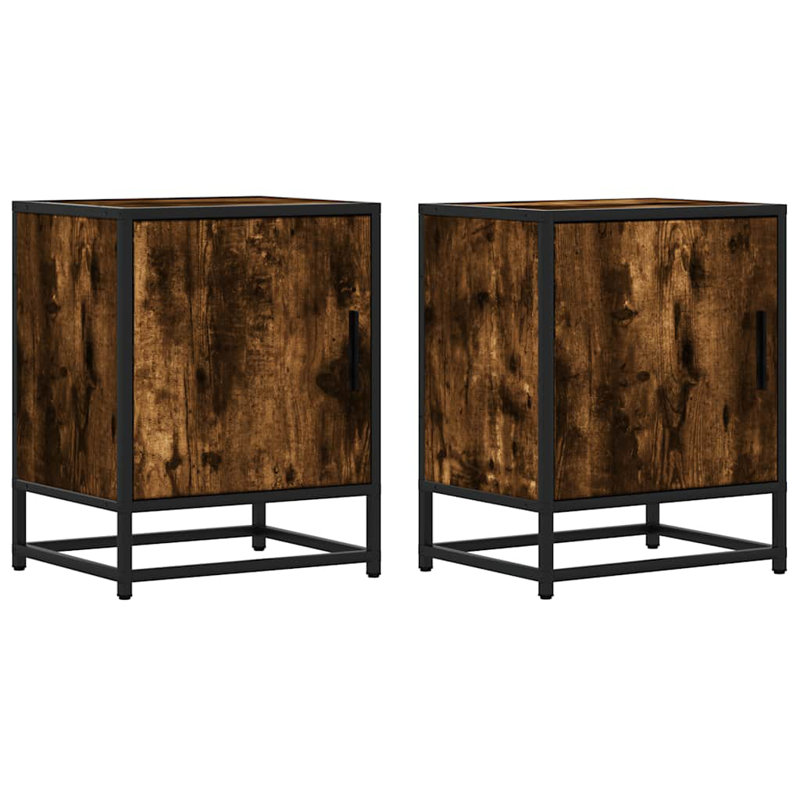 40 cm W Bedside Table, Smoked Oak