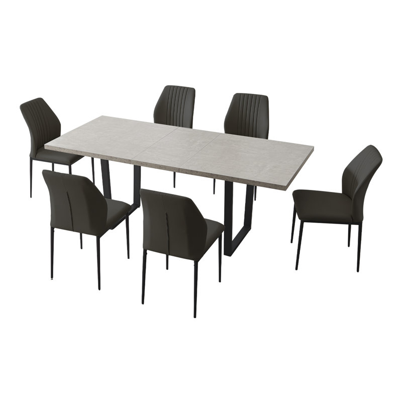 Ensemble de salle à manger Modern Kitchen, table de salle à manger extensible avec chaises (1 table 6 tables), Noir