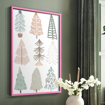 Arbre de Noël croquis II, reproduction encadrée - bois massif