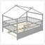 Lit double en bois avec lit gigogne simple, gris-130092183-130092187