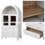 Grand garde-manger arqué de 71 po avec portes en verre, armoire de rangement style campagne moderne avec 2 grands tiroirs et tablettes réglables, blanc / noir-548056406