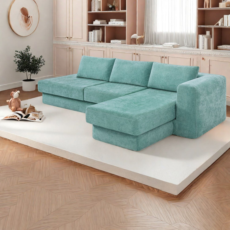 Canapé modulaire en forme de L en chenille de 113 po Compression Sectionals