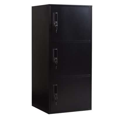 3 Door Vertical Stackable Storage Cabinet With Lock,Anti-Failing Device, Metal Lcoker,Organizer For Office, Home, Gym, School,Employee,Kids. by Inbox Zero