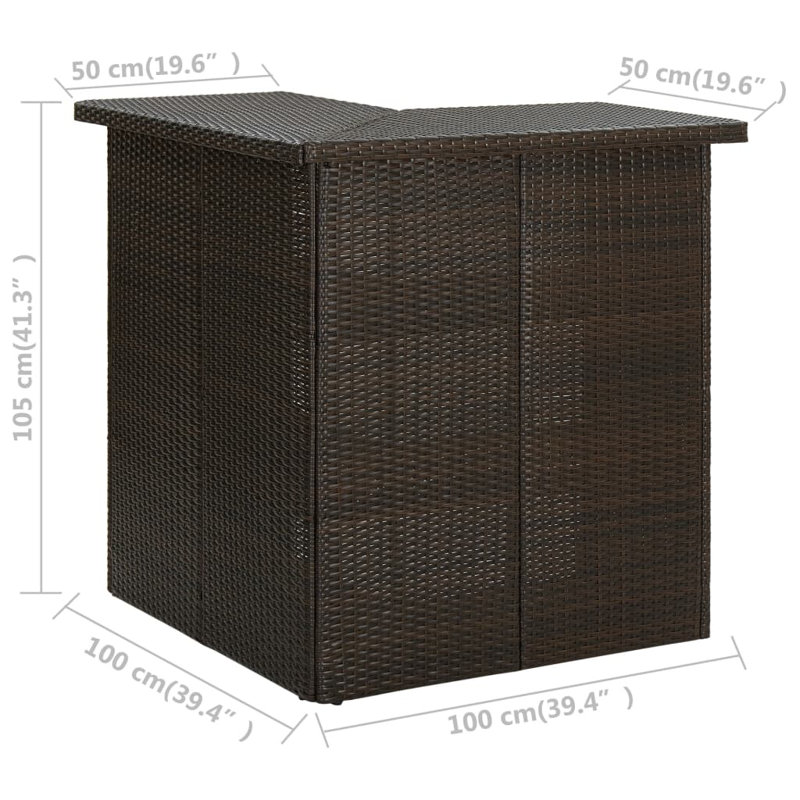 Francesco Rectangular Outdoor Bar Table , 100cm cm W 100cm cm D, Brown