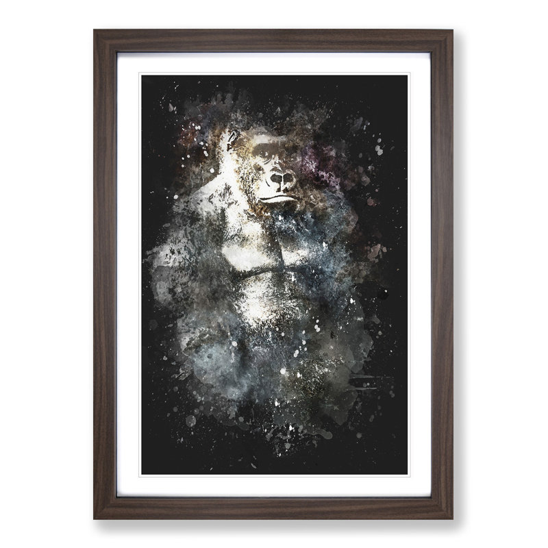 The Silverback Gorilla - Framed Print, 33cm H x 24cm W x 2cm D, Walnut Framed