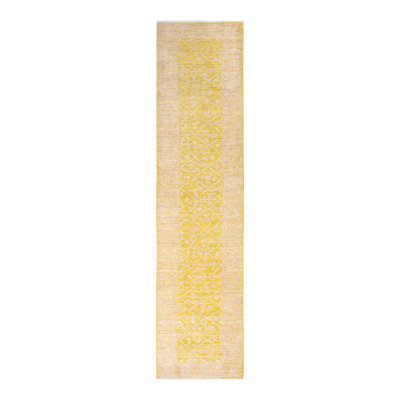 Tapis de couloir unique en laine noué à la main 2 pi 9 po x 11 pi 8 po Kja