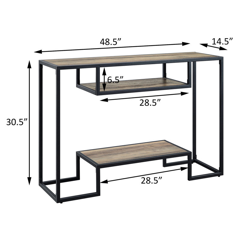 Rectangular Rustic Table In Oak And Black With Extra Storage - Industrial Look Versatile For Home Decor