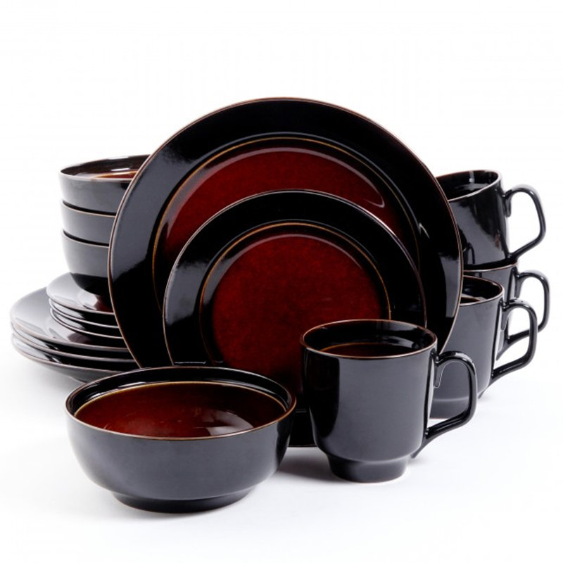 Ensemble 16 pièces de vaisselle bella galleria, Rouge / noir