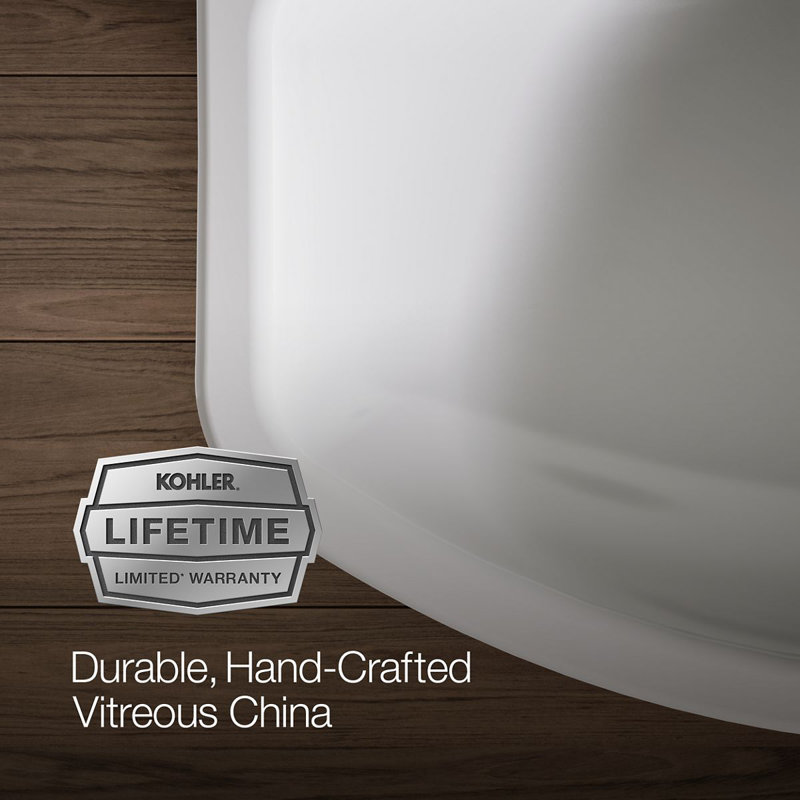 Cimarron® 26.81" Vitreous China U-Shape Pedestal Bathroom Sink with Overflow, White, Single