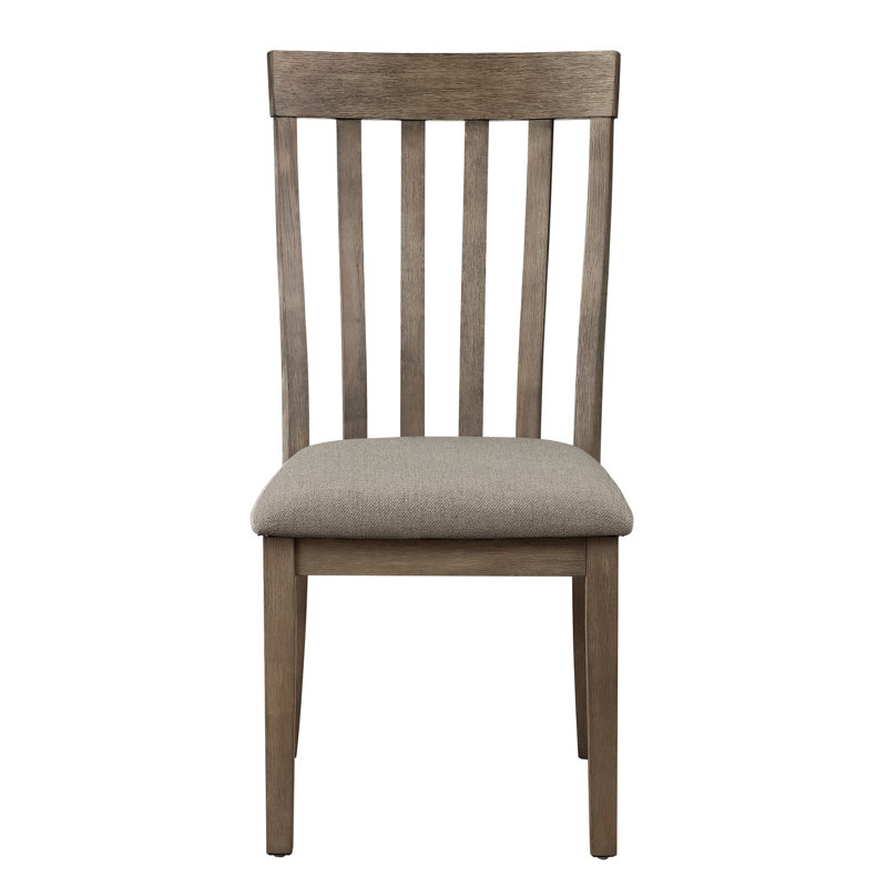 Chaises d'appoint de salle à manger 2 pièces, brun brossé, dossier à lattes verticales, revêtement gris, poids du produit: 15,03 lb et capacité de 250 lb