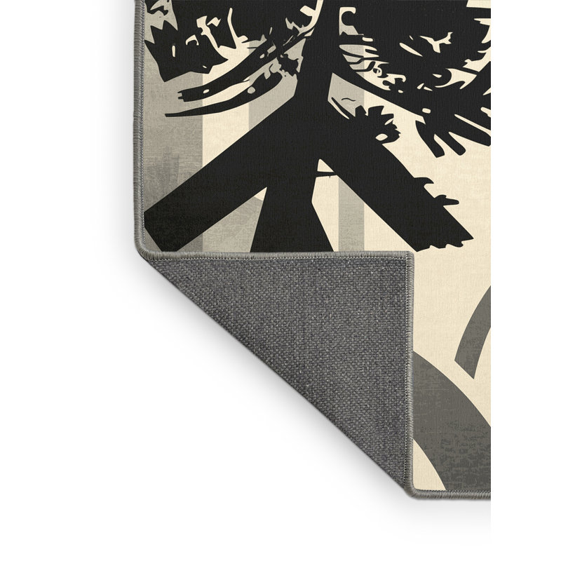Tapis arc-en-ciel doux moelleux de style art déco brun et gris, 7 x 9