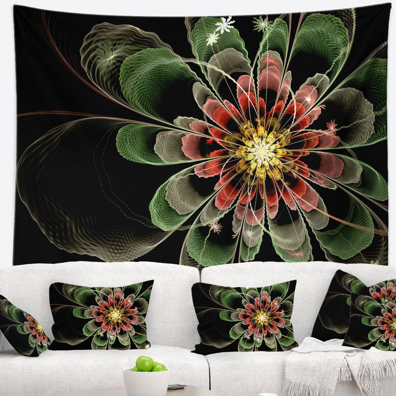 Tapisserie florale abstraite, H 32 po x l 39 po