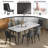 47"Round Modern Kitchen Dining Table Set With Dining Chair-782264901-782264900-783815554