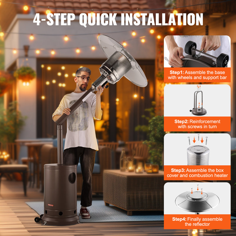 Bronze 50000 BTU Propane Patio Heater with Round Table Design