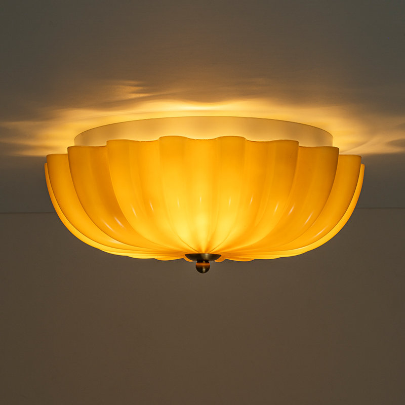 3-Light French Flower Dimmable Semi Flush Mount, Brown