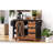 55.5" Farmhouse Kitchen Island With Drop Leaf, Kitchen Storage Island With Barn Door, Power Outlet, Rolling Kitchen Cart On Wheels With Spice Rack, For Home, Kitchen, Dining Room, Black, Kitchen Island-604327630
