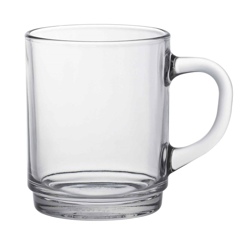 Duralex - Versailles Glass Coffee Mugs - 260ml Cups for Tea, Hot Drinks, 12, Clear