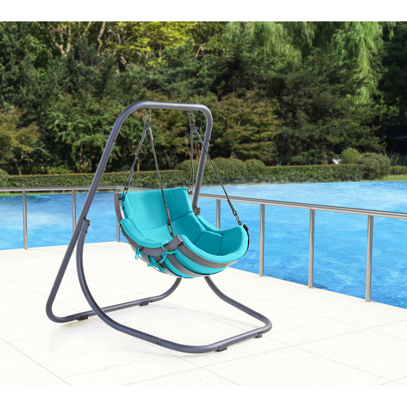Chaise hamac Amabel avec support, Bleu clair