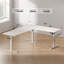 Bureau debout en L réversible de 75 po, réglable en hauteur avec porte-gobelet, poste de travail électrique en coin, bureau personnel assis-debout, jeu ergonomique, blanc-1946184694-1962841577