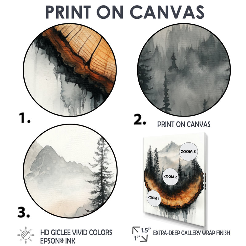Springbrook White Pure Mountain Nature Landscape I - impressions sur toile, Noir, Reproduction encadrée sans passe-partout