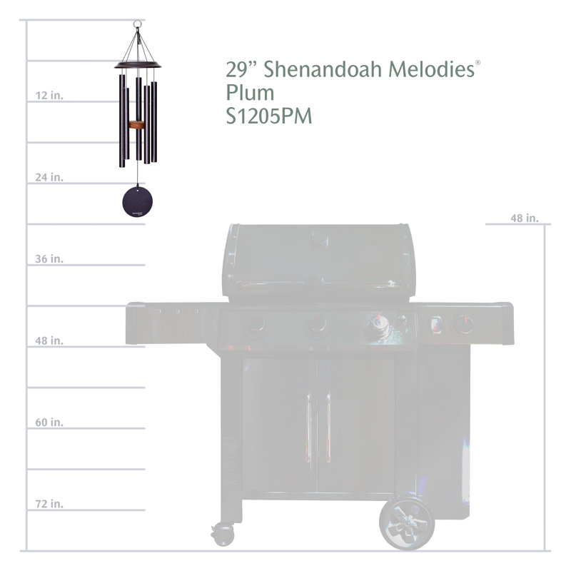 Shenandoah Melodies Aluminum Wind Chime, H 29 po x l 7 po x P 7 po, Prune
