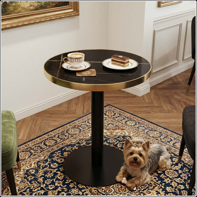 Modern Luxury 23.6" Round Bistro Table with Marble Texture Top