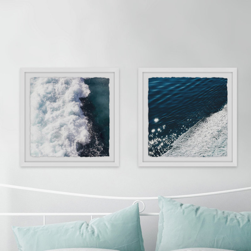 « beach waves diptych », ensemble de 2 reproductions de photos sur papier, H 32 po x l 32 po x P 1,5 po