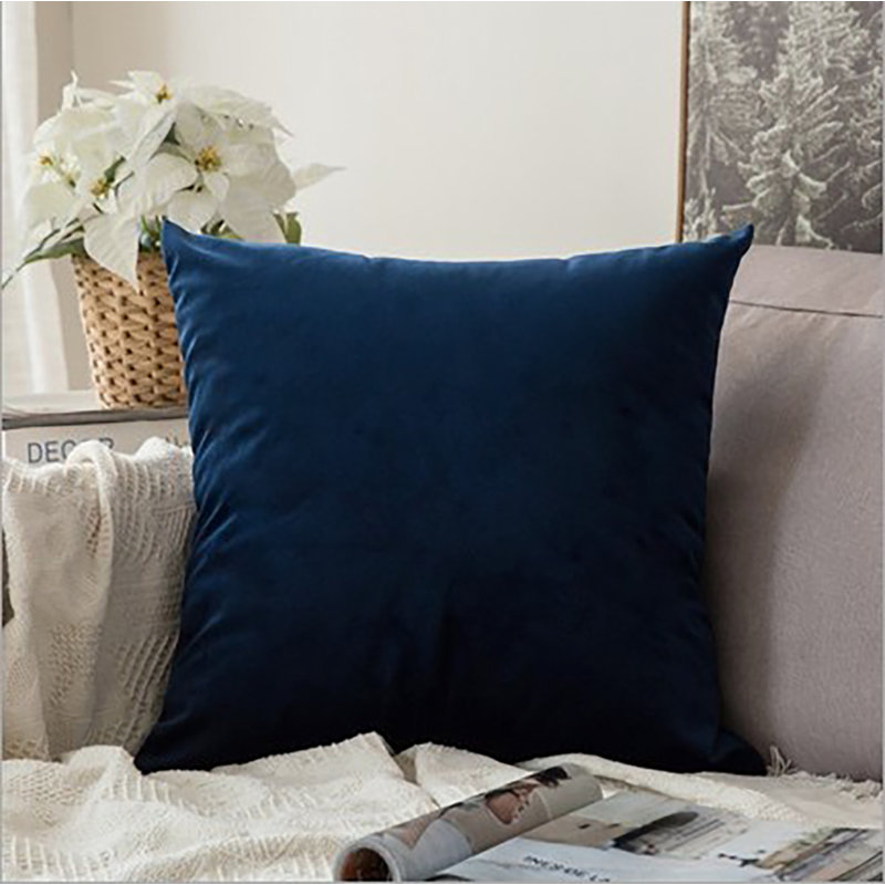 Housse de coussin carrée en polyester, 18 po x 18 po, Bleu marine