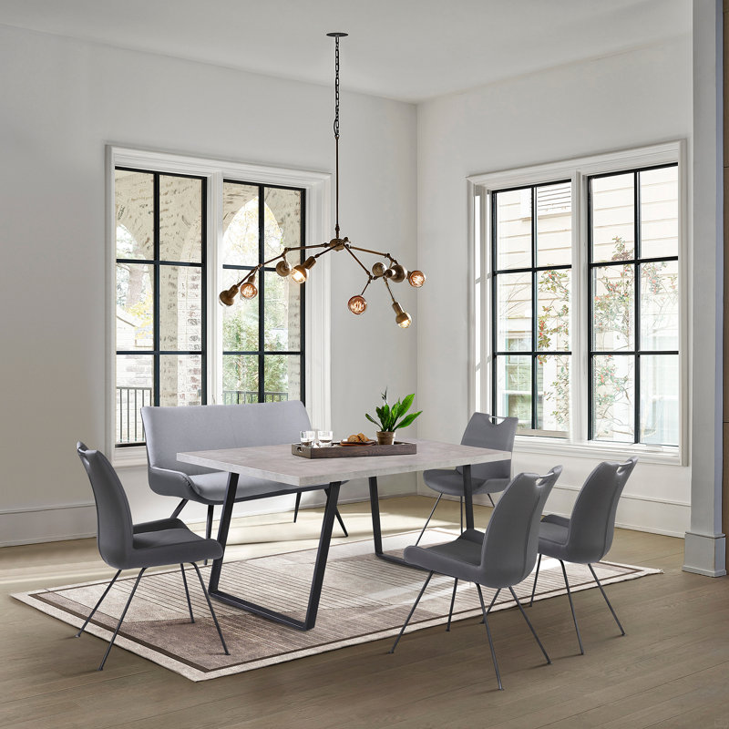6 Piece Rectangular Dining Set, Gray