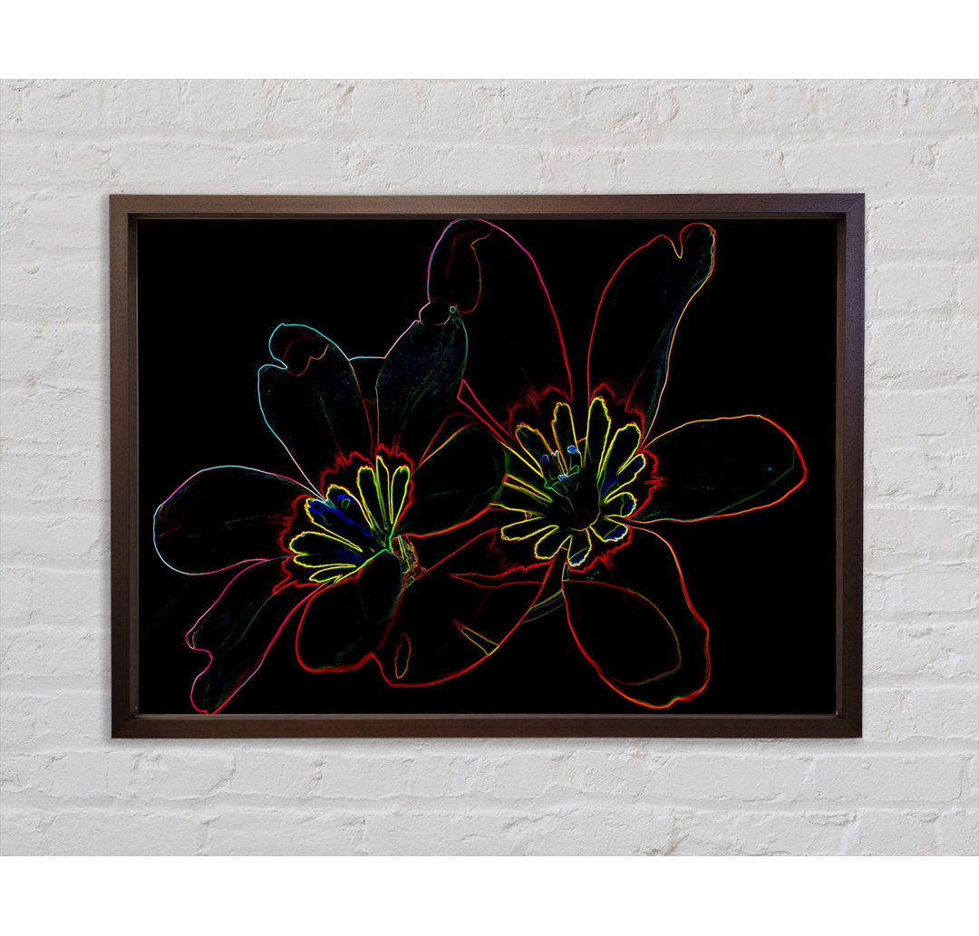 Gerahmtes Leinwandbild Abstract Neon Floral 38