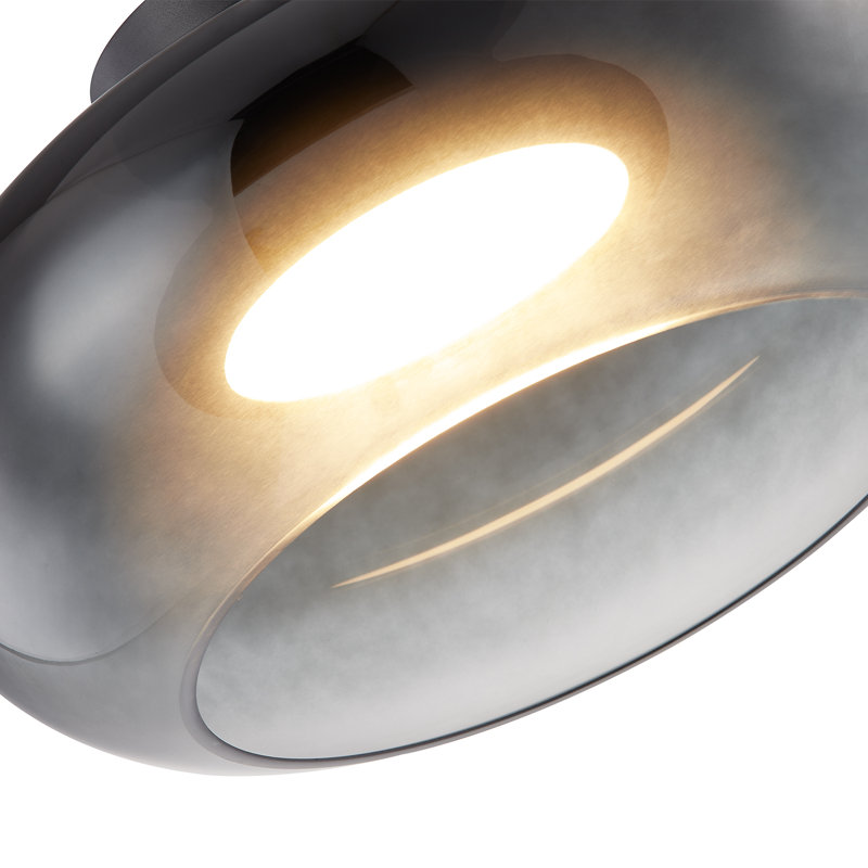 Trinity Glass LED Semi Flush Mount, Black/Smoked, Black/Smoked