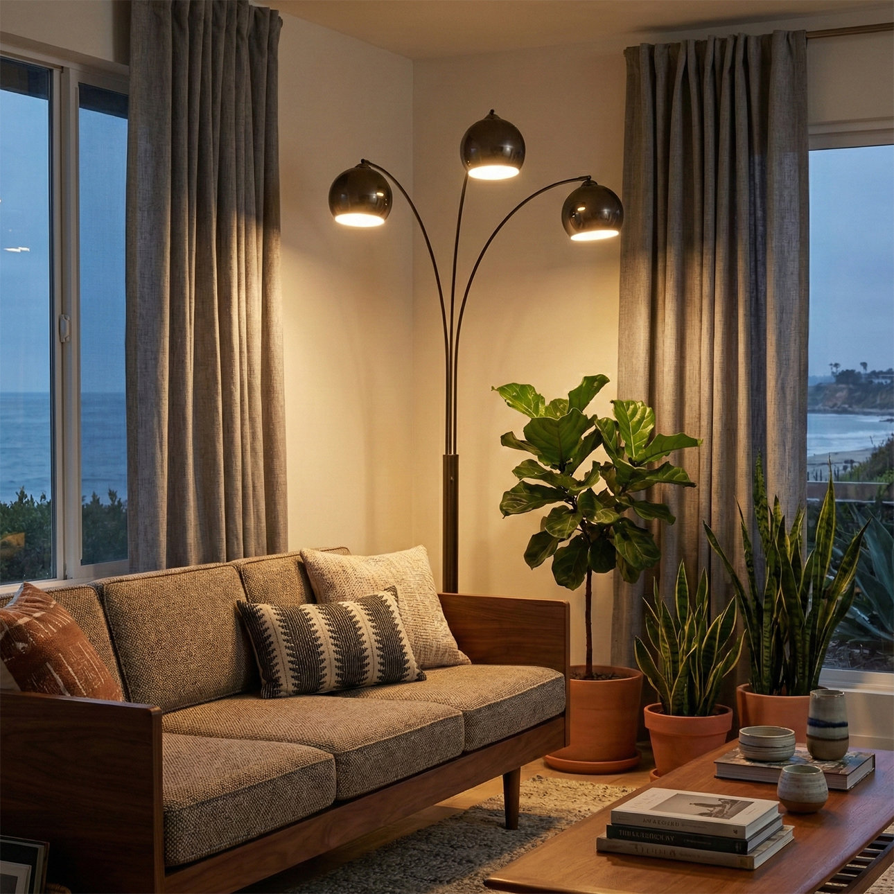 85" Marble Floor Lamp, Black Nickle