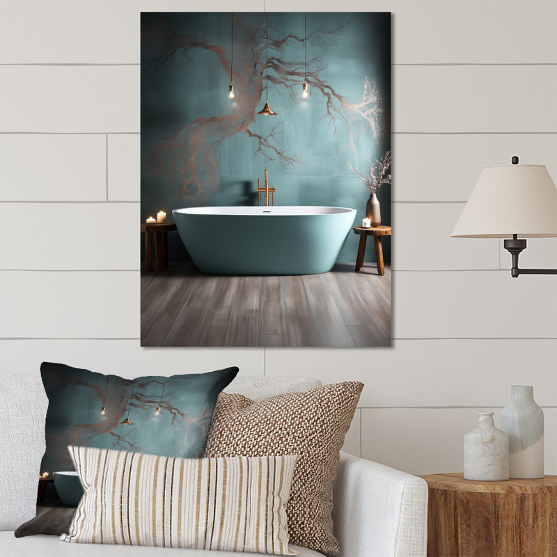 «Aqua Bathroom Zen Tranquility - Art mural en métal pour salle de bain, H 20 po x l 12 po x P 1 po