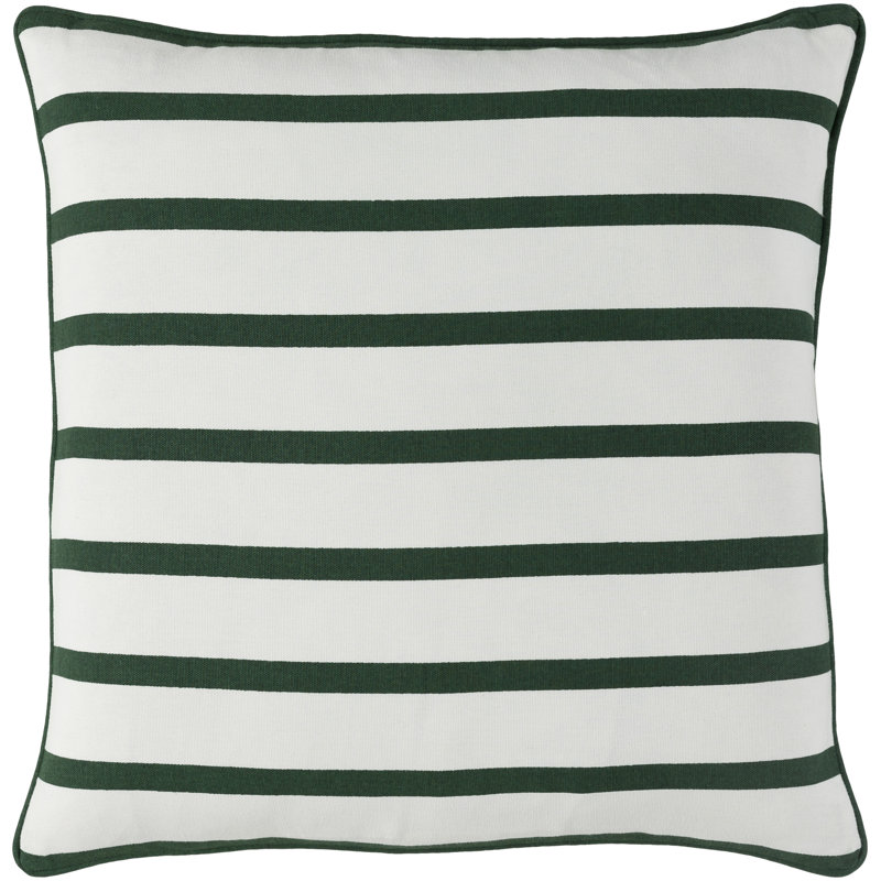 Green and White Striped Cotton Christmas Throw Pillow Set