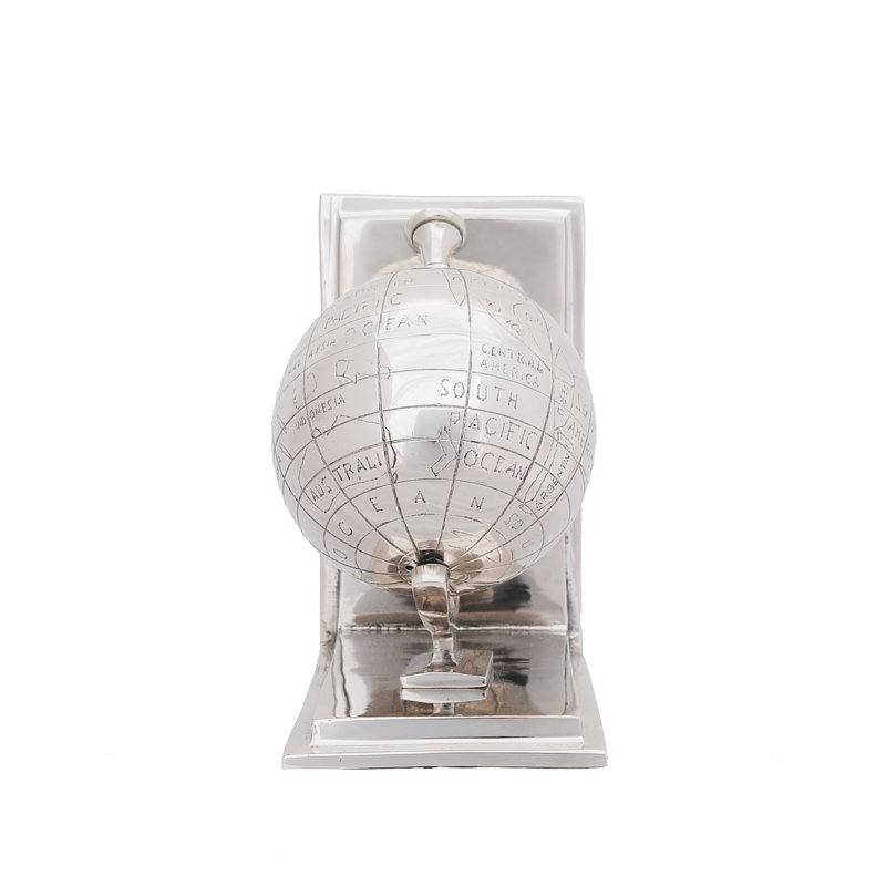 Globe en Alum 4,5 po x 6,75 po X 7,75 po-ensemble de deux extrémités de serre-livres