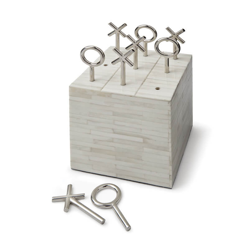 Tic Tac Toe- Tone Bone Block, White