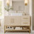 47" Modern Bathroom Single Vanity With Ceramic Vessel Sink, All-In-One Set With Storage Drawers & Gold Handles
