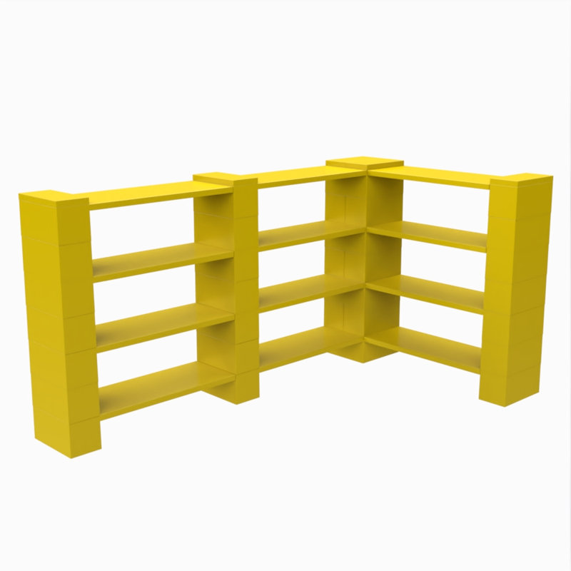 4 Level Double Corner Shelving, Yellow