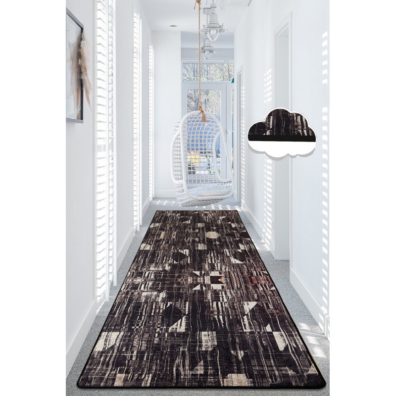Premium Hall Carpet (2.6 x 4.9 ft), 100% Polyester, 0.2 in Pile Height, Antibacterial, Non-Slip Underlay | Machine Washable, Easy Care, Durable Design | Perfect for Living Room, Entryway & Home Décor