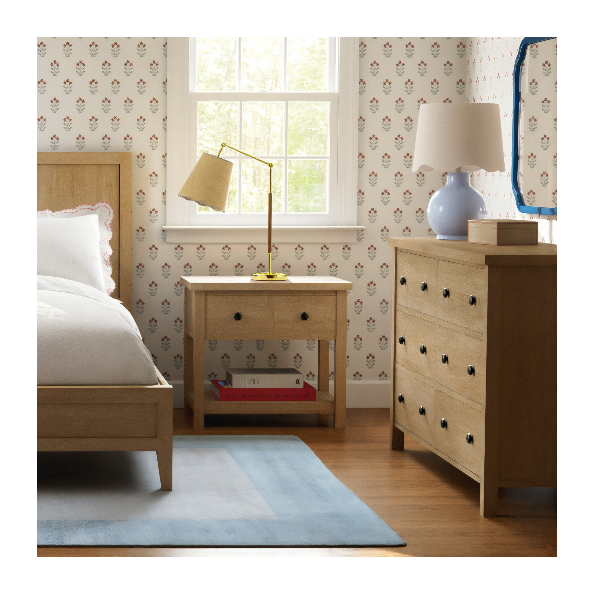 Maura Accent Table Lamp, Blue, 22"H x 15"W x 15"D, Tan