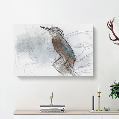 Graceful Kingfisher Bird - Wrapped Canvas