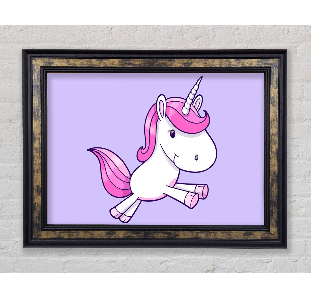 Gerahmtes Leinwandbild Leaping Unicorn Pink