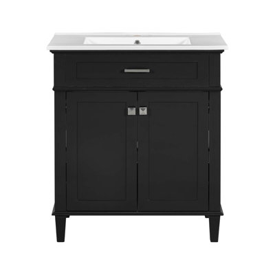Meuble-lavabo de 30 po avec lavabo en céramique, porte à fermeture en douceur et tablettes réglables