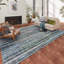 Tapis intérieur / extérieur en polyester abstrait tissé à plat en mauve / bleu-1838694235