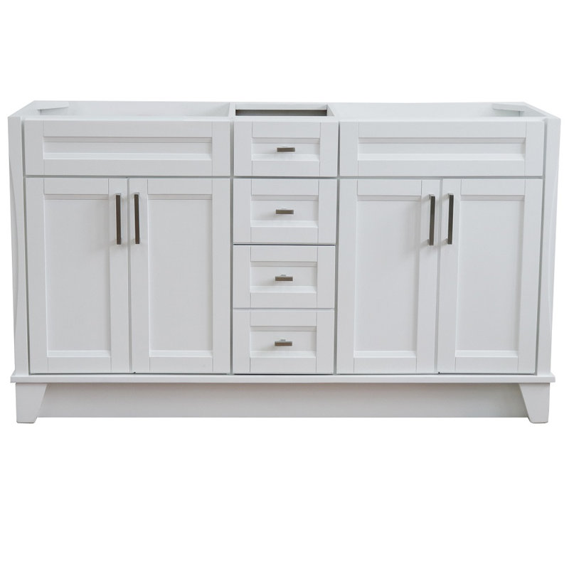 Base de meuble-lavabo double 60 po seulement, Blanc