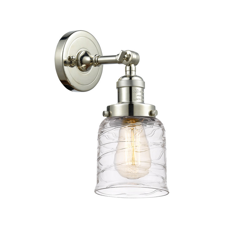 Applique murale 1 lumière 8 po Bell, Nickel poli, Ampoule non incluse, Tourbillon déco transparent