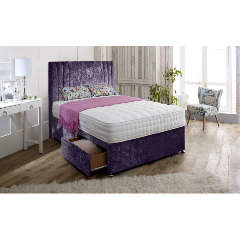 Attridge Divan Bed Base, Small Double (4'), 2 Drawers (Foot End), Lilac