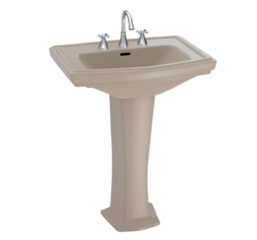 TOTO® Clayton® Rectangular Pedestal Bathroom Sink for 4 Inch Center Faucets, Bone, Bone, 4" Centers