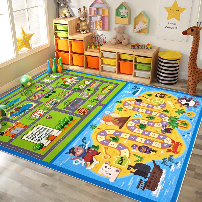 Educational Learning City Rug for Girls and Boys, Rectangle 8' x 10'