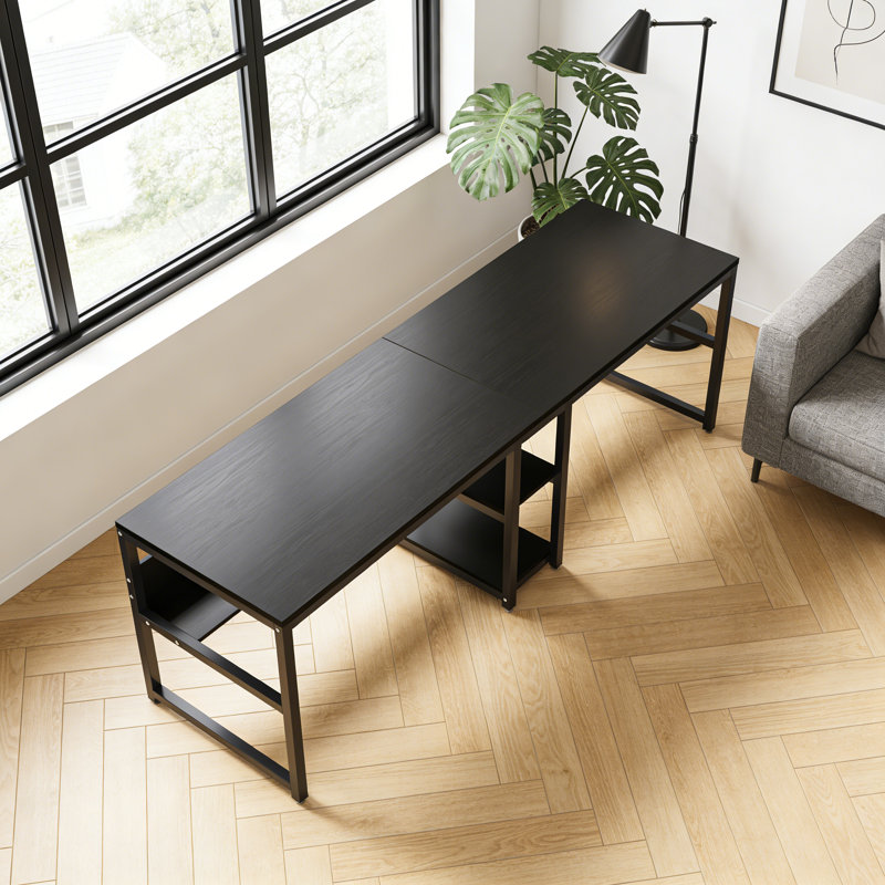 Bureau d'ordinateur noir en MDF rectangulaire convenant à la maison ou au petit bureau